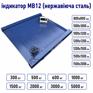 Весы платформенные низкопрофильные наездные с двумя встроенными пандусами ЗЕВС ВПЕ Премиум МВ12 нерж 800x800 мм 300 кг