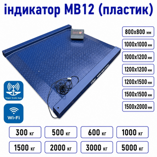 Весы платформенные низкопрофильные наездные с двумя встроенными пандусами ЗЕВС ВПЕ Стандарт МВ12 800x800 мм 300 кг Wi-Fi