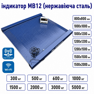 Весы платформенные низкопрофильные наездные с двумя встроенными пандусами ЗЕВС ВПЕ Премиум МВ12 нерж 800x800 мм 300 кг Wi-Fi